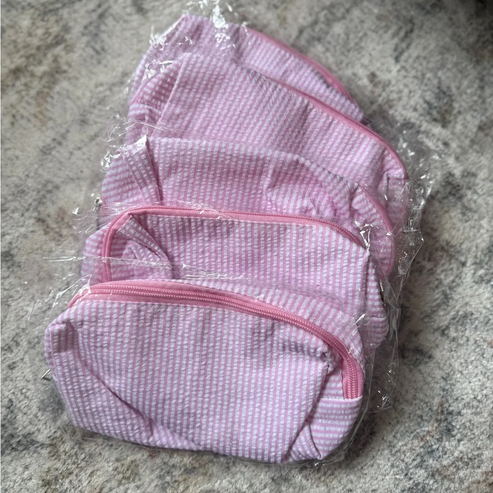 Seersucker Pencil Makeup Case Pink Stripe